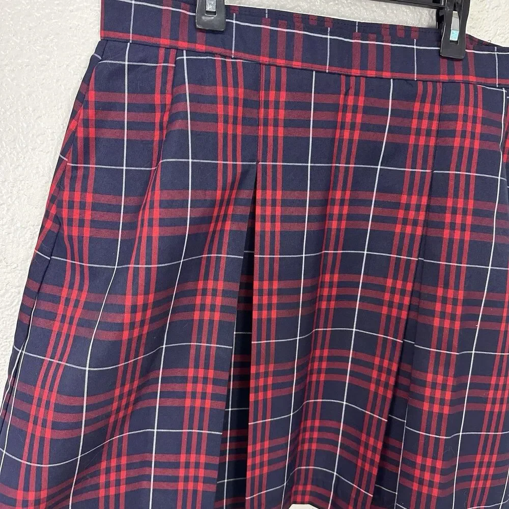 Dennis Uniform Girls Ward Plaid Stitched Down Kick Pleat School Skirt Junior 15